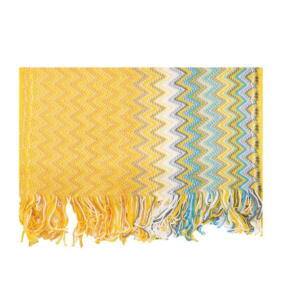 Missoni Women's Cotton Zig-Zag Scarf Shawl Sarong Wrap Yellow Blue - Picture 1 of 6